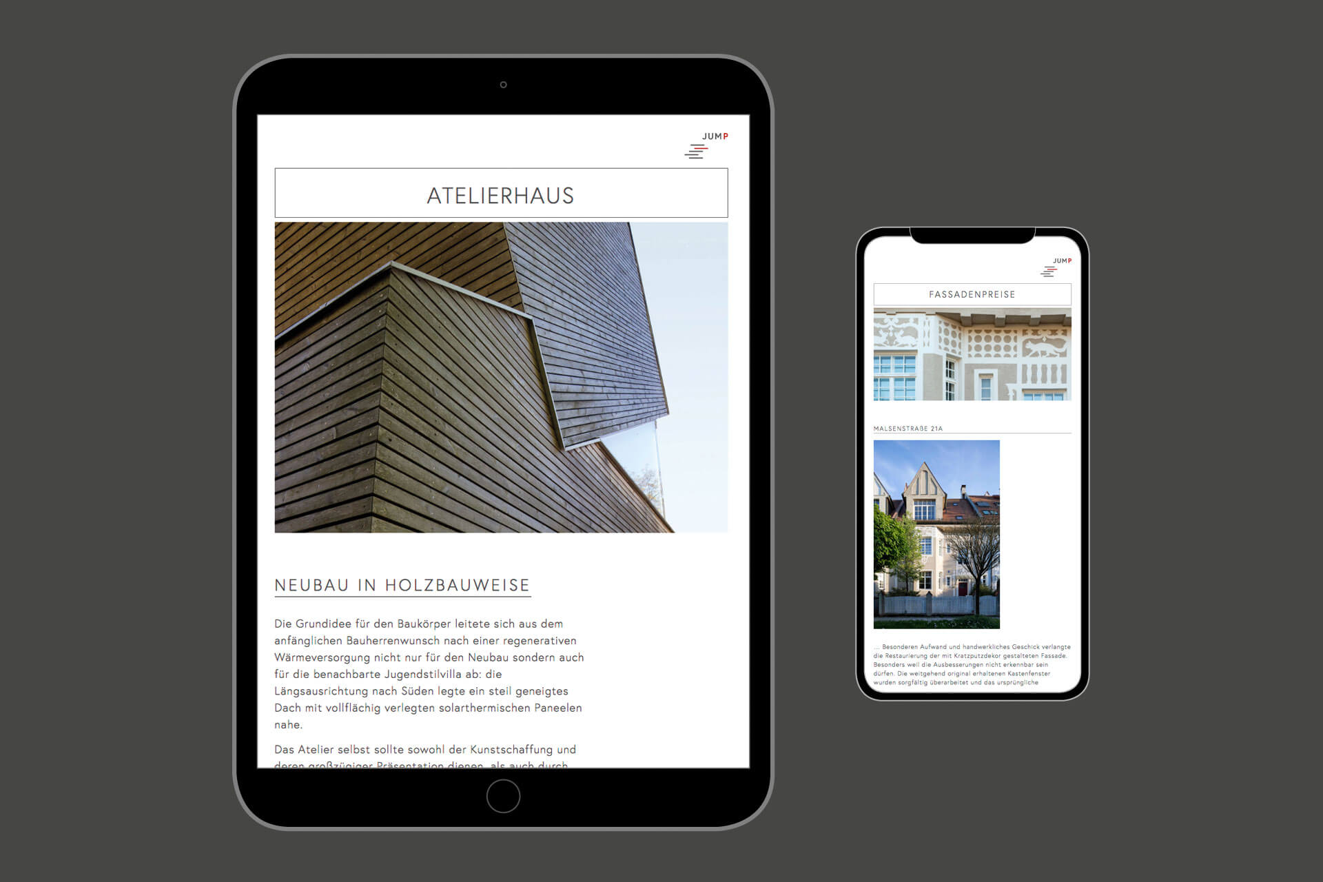 Projektseite für jump-architekten.de mit Projekt: Atelierhaus, Neubau in Holzbauweise