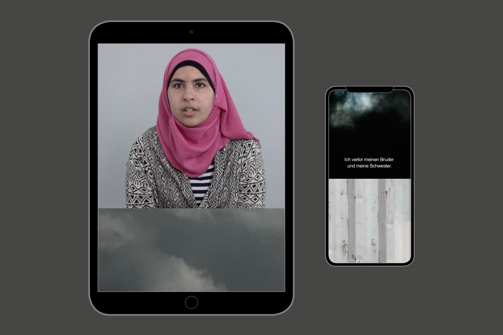 Mobile Ansichten (Tablet und Handy) des Webprojektes Transit Exil Immigration