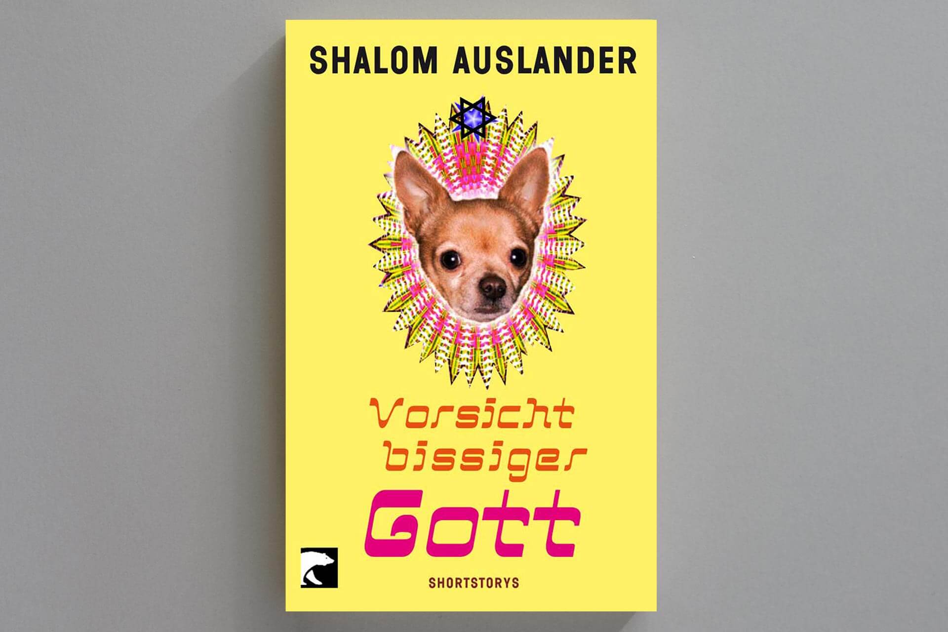 Abbildung einer Buchcover-Gestaltung für das Buch „Vorsicht bissiger Hund“ von Shalom Auslander