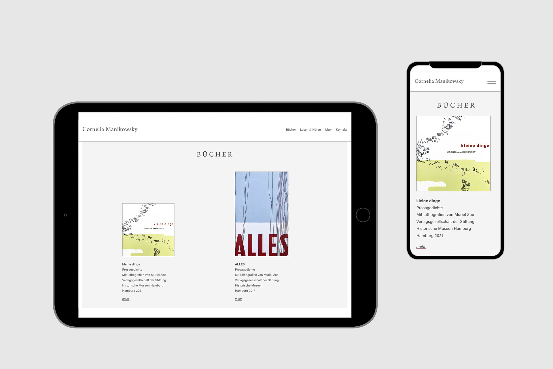 Ansicht der PC-Version der Frise-Website. Unterseite „Archive“ mit Übersichtsraster der Ausstellungen