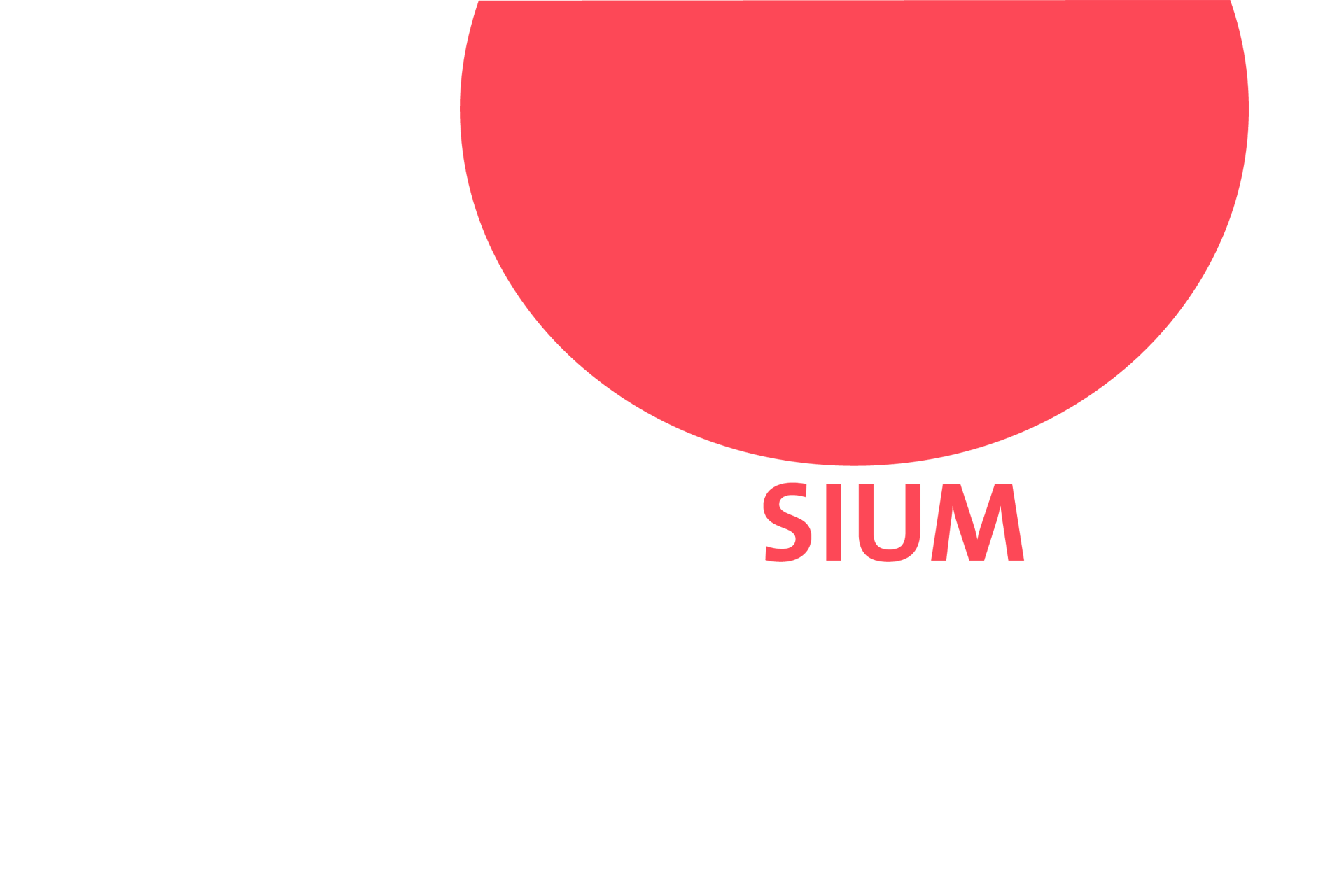Sium-Logo. Leuchtend roter Ball oben im Anschnitt mit dem Wort „Sium“ darunter.